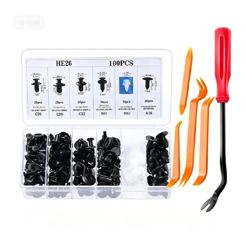 DealsForYouDays HE26 100pcs Universal Expansion Screw Clips Set for Car Mudguard Leaf Plates Door Panel Clips C05 C20 C32