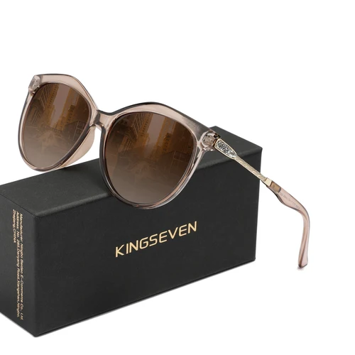 Imagen 2 del producto KINGSEVEN gafas Retro de ojo de gato para mujer, gafas de sol de diseño lujoso con montura grande, gafas polarizadas con lentes UV400, gafas de mariposa