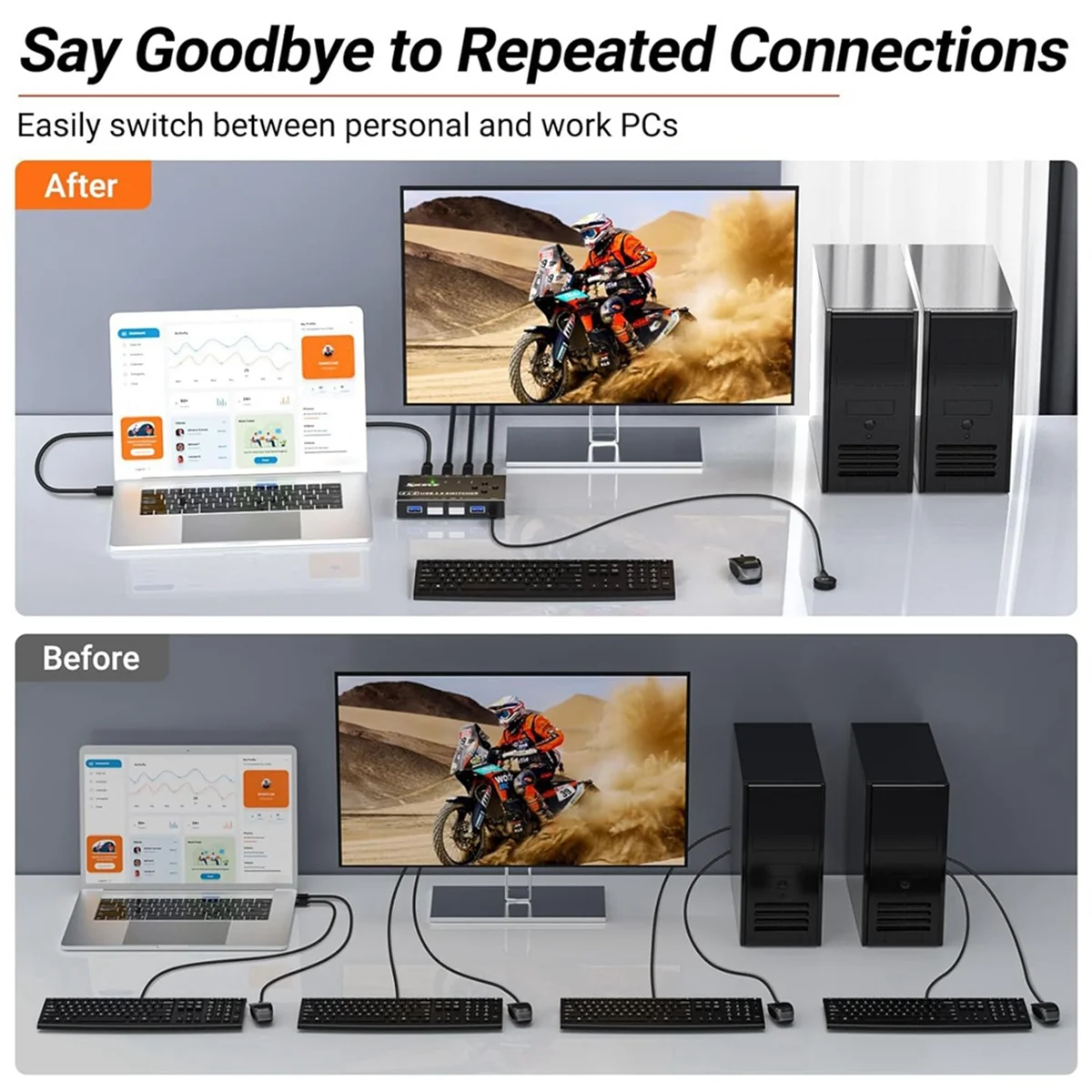 

M86K USB 3.0 Switch 4 Computers, 4 Ports USB Switch Selector for Keyboard Mouse Switch Printer Sharer