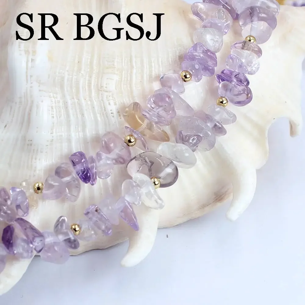 6-8mm Ametrine Genuine Natural Gems Stone Women Chockers Necklace Bracelet Jewelry Set 17.5\