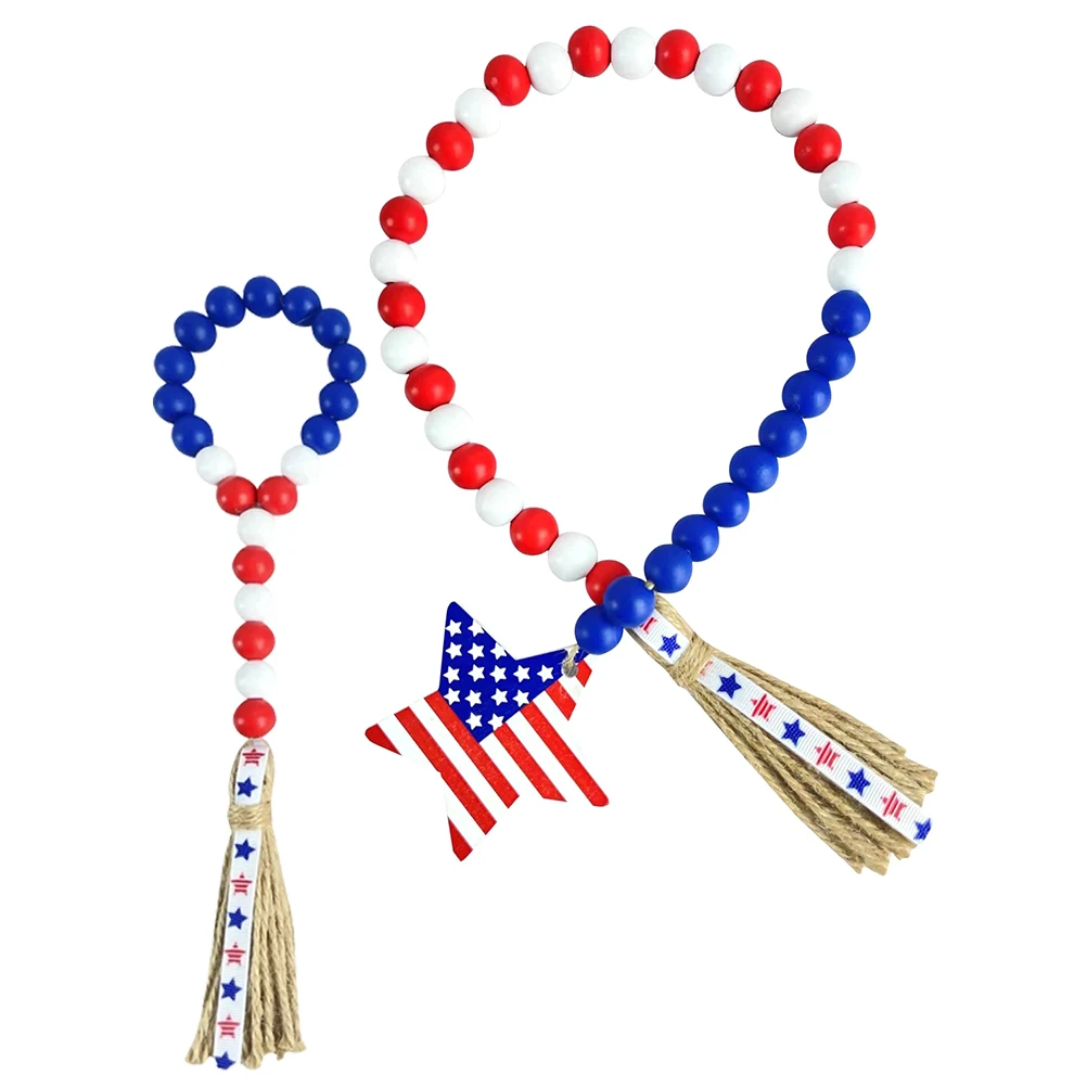 

2 Pcs Pentagram Pendant Independence Day Home Decor Bead Garland Tassels Decorative Beads