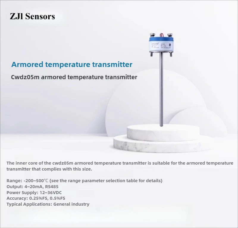 CWDZ05M Pemancar Suhu Lapis Baja Inti Industri Suhu Tinggi Anti-interferensi, Sensor Suhu Presisi Tinggi