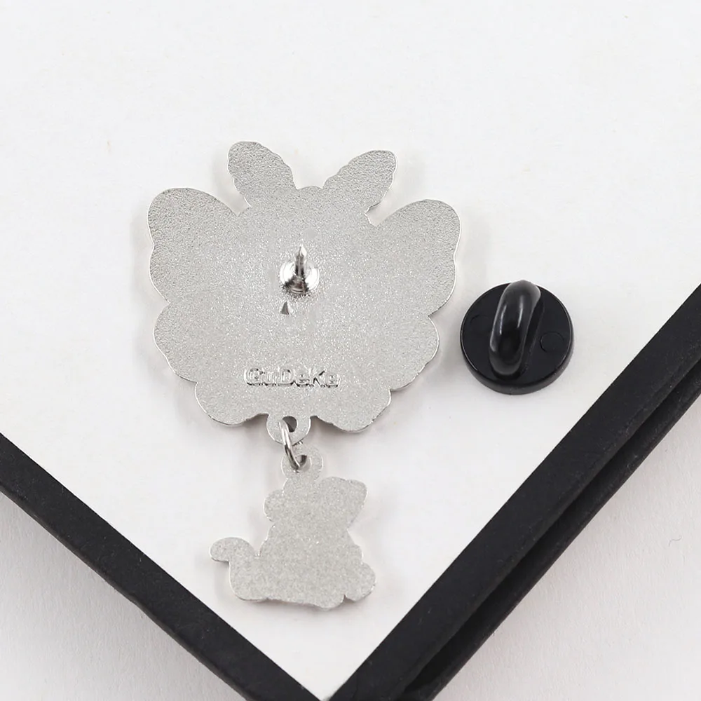 Funny Chibi Mothman Enamel Pins Creative Cute Cryptid with Dangle Opossum Brooches Quirky Red Eyes Monster Badge Lapel Pin Gift