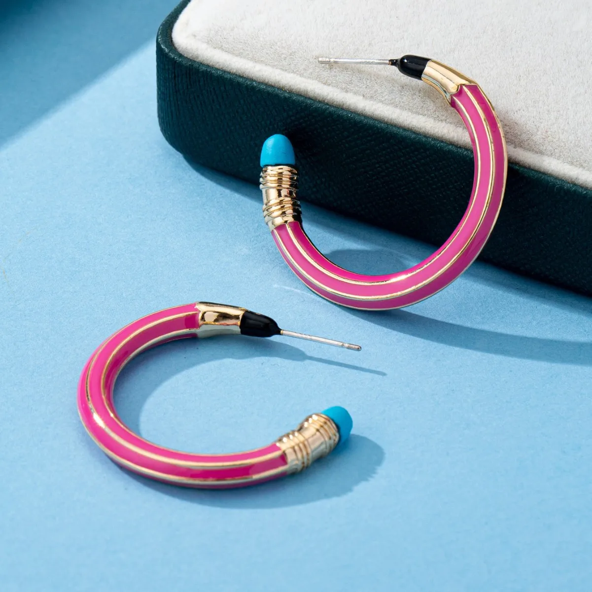 

Fashion Colorful Enamel Pencil Eraser Hoop Earring for Women Korean Exquisite Light Luxury Designer Earring Accessories Jewelry