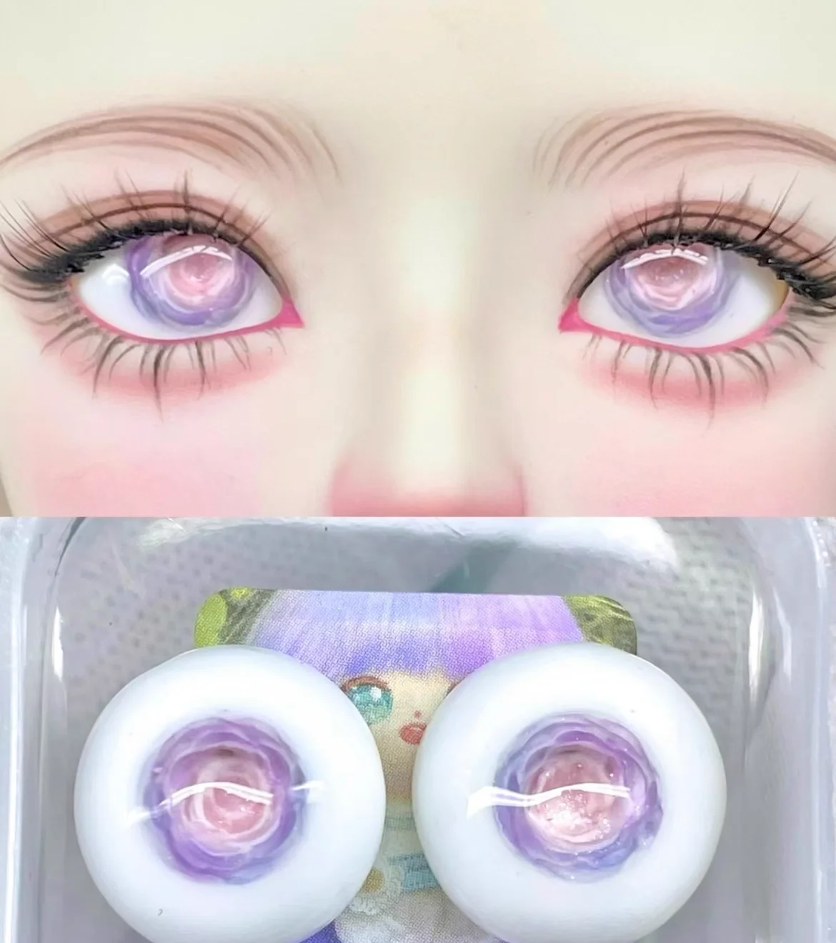

Customized BJD eye ball "pink rose flowers" doll accessories, 12mm 14mm 16mm 18mm eyeaball 1/4 1/6 BJD eyes free shipping