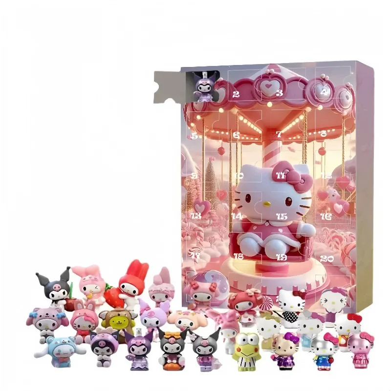 Sanrio Anime Hello Kitty Halloween calendrier de l'avent boîte Figure noël Kawaii mélodie Kuromi Figure modèle d'action cadeaux de vacances