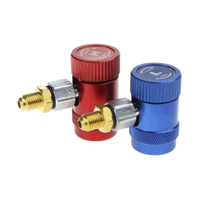 

Adjustable R1234YF Quick Coupler Connector Works with Manifold Gauge Set 1/4 SAE HVAC Fluorine