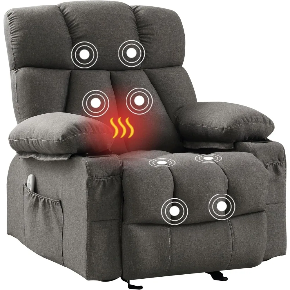 Massage Rocker Recliner Chair with Heat and Vibration Ergonomic Rocking Lounge Chair