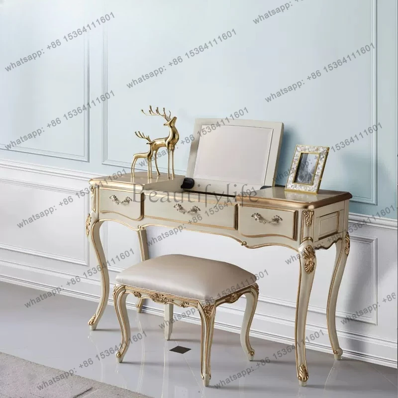 

French solid wood dresser retro small apartment bedroom makeup table