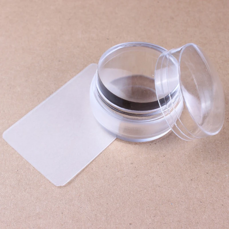 

Round Silicone Stamper With Scraper Transparent Soft Jelly Head Fashion Round Silicone DIY Stamp for Nails Stamping Art Tools