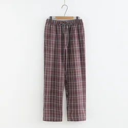 Pantalones de dormir 2024 de algodón para hombre, pantalón informal a cuadros, de alta calidad, talla grande, primavera y otoño, 100%