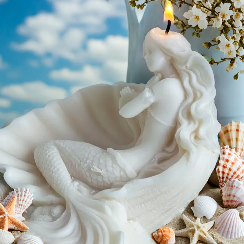 DIY Shell Mermaid Silicone Molds Candle Aromatherapy Plaster Mould Starfish Shell Decoration Candle Making Epoxy Resin Molds