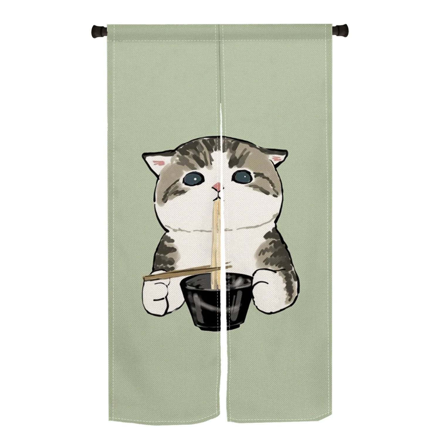 Funny Cute Cat Door Curtain Noren Living Room Bedroom Partition Curtains Drapes Kitchen Entrance Hanging Half-Curtains