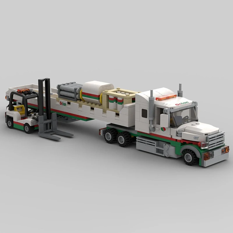 

560PCS MOC Construction Octan Truck & Flatbed Trailer City Engineering Model Building Blocks Stacking Brick Creative Educational