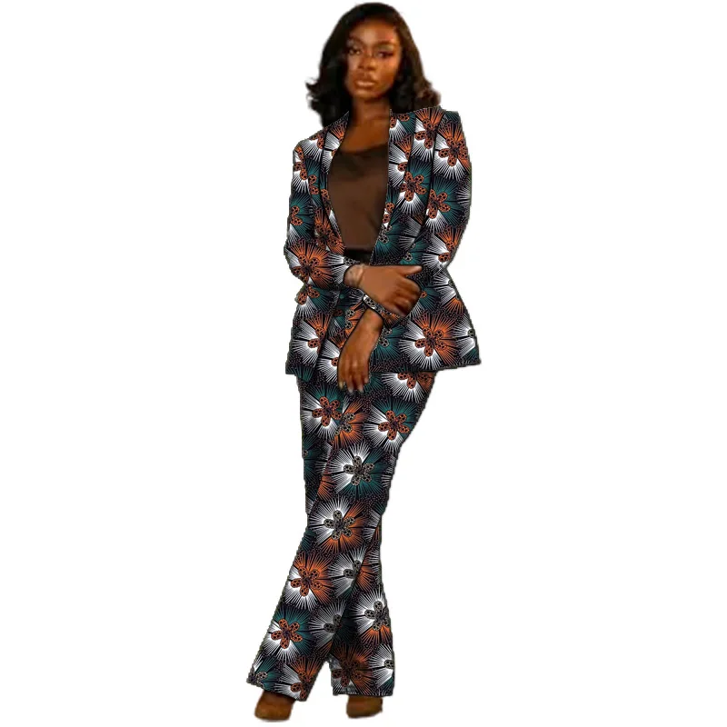 African Couture Women's Suit Ethnic Style Print Female Blazers With Pants Customized Ladies' Gown