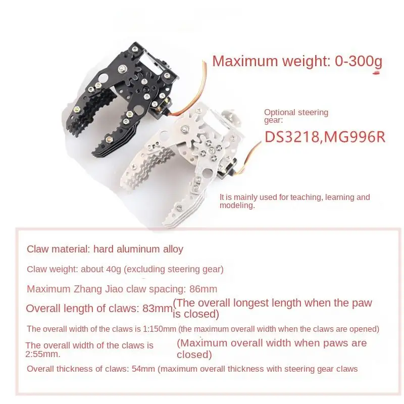 1 Dof G6 Metall Roboter Arm Greifer 150mm DIY Kit Mechanische Klaue Klemme Mit Servo MG996 RC Roboter Arm Ecucational DIY Für Arduino – Detail 9
