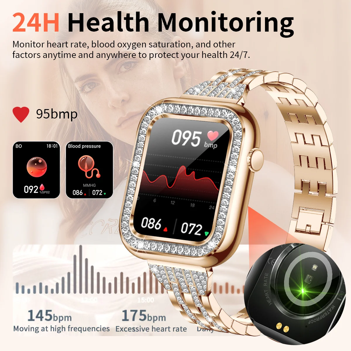 2023 Fashion Smart Watch Ladies Bluetooth Call Blood Pressure Multipl Sport Bracelet Waterproof DIY Custom Dial Smartwatch Women