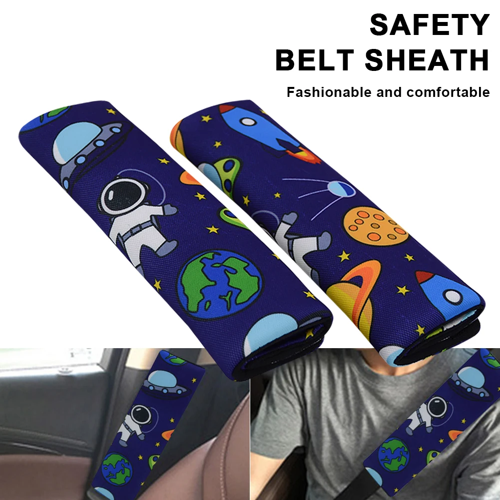 2PCS Kids Car Seat Belt Cover Cartoon Pattern Soft Comfortable Safety Belt Cover Children Shoulder Strap Cushion Pad Car Styling