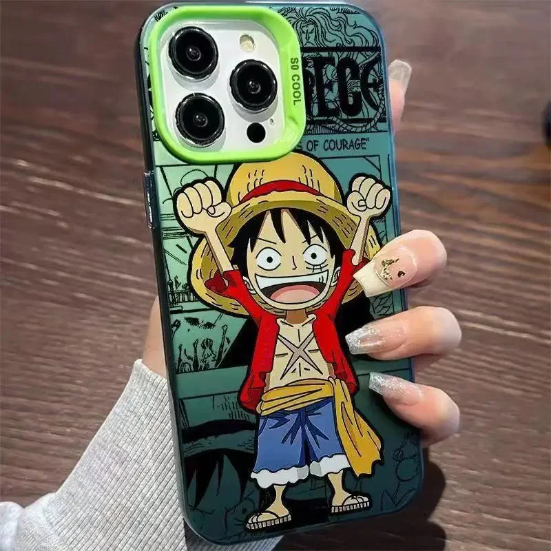 Anime One Piece Monkey D. Luffy Phone Case for iPhone 16 15 14 13 12 11 17 Pro Max Plus Raise Your Hand Happily Shockproof Cover