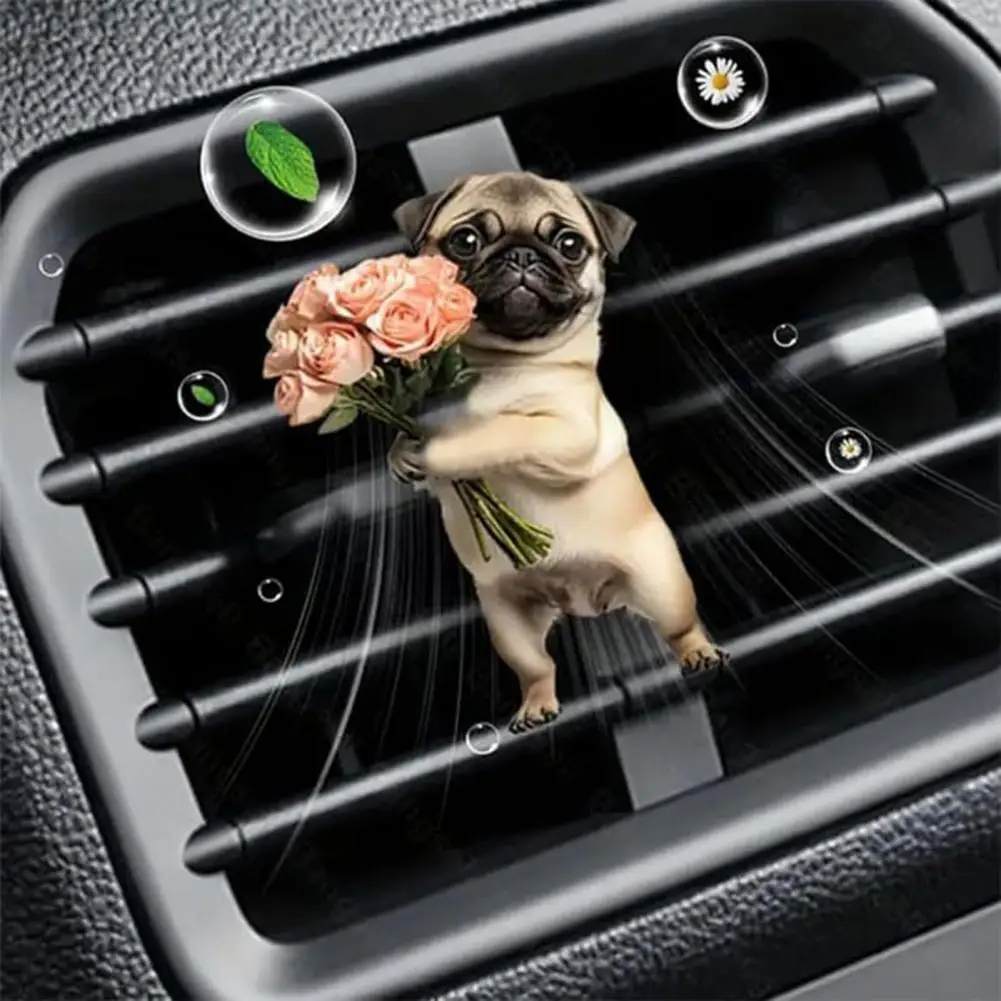 Dog Vent Clip Air Freshener Dog Car Air Freshener Puppy Car Air Freshener Vent Clip with Replaceable Scent Pads Cute Dog for Pet