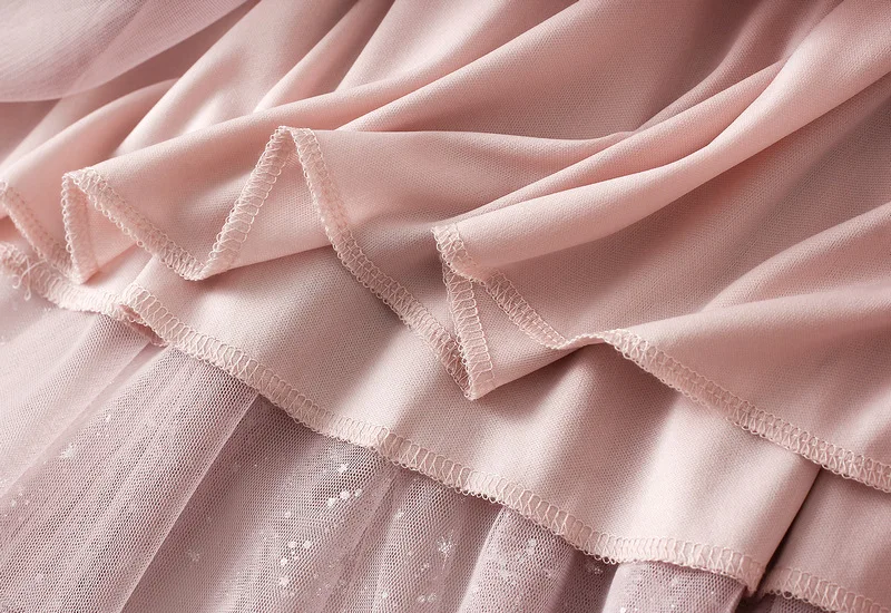 Women Starry Sky Mesh Tutu Skirts Sequin Glitter Layered Tulle A-Line Chic Elegant Puffy Mid Length SkirtStreetwear