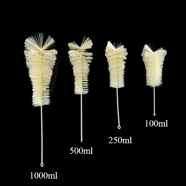 100ml 250ml 500ml 1000ml 230/290/320/390mm Length Nylon Bristle Spiral Grip Triangle Conical Flask Wash Cleaning Brush