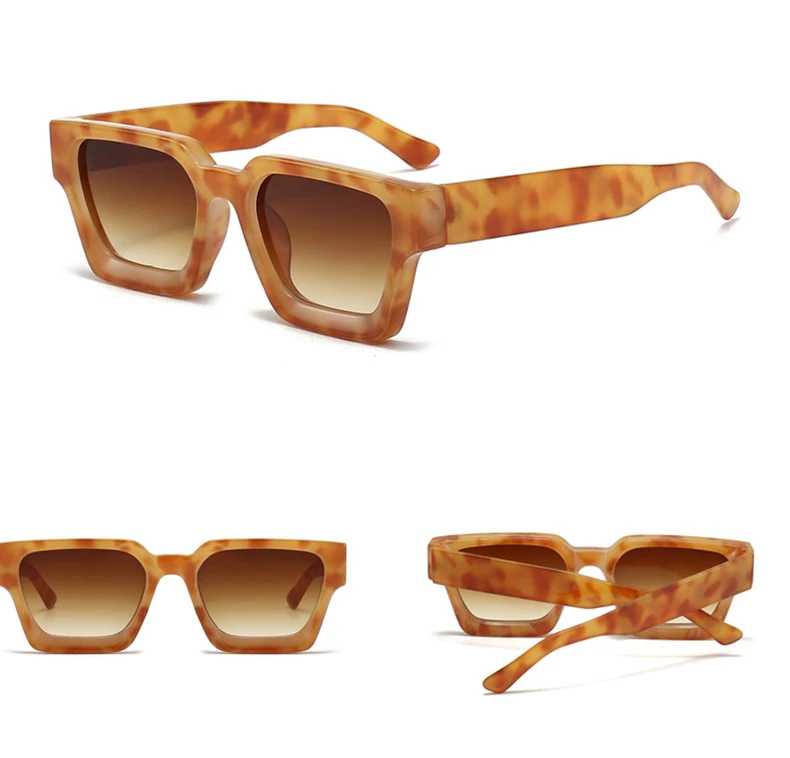 SO&EI Fashion Square Frauen Luxus Sonnenbrille Retro Marke Designer Männer Trend Leopard Blau Grün Sonnenbrille Shades UV400 – Detail 24