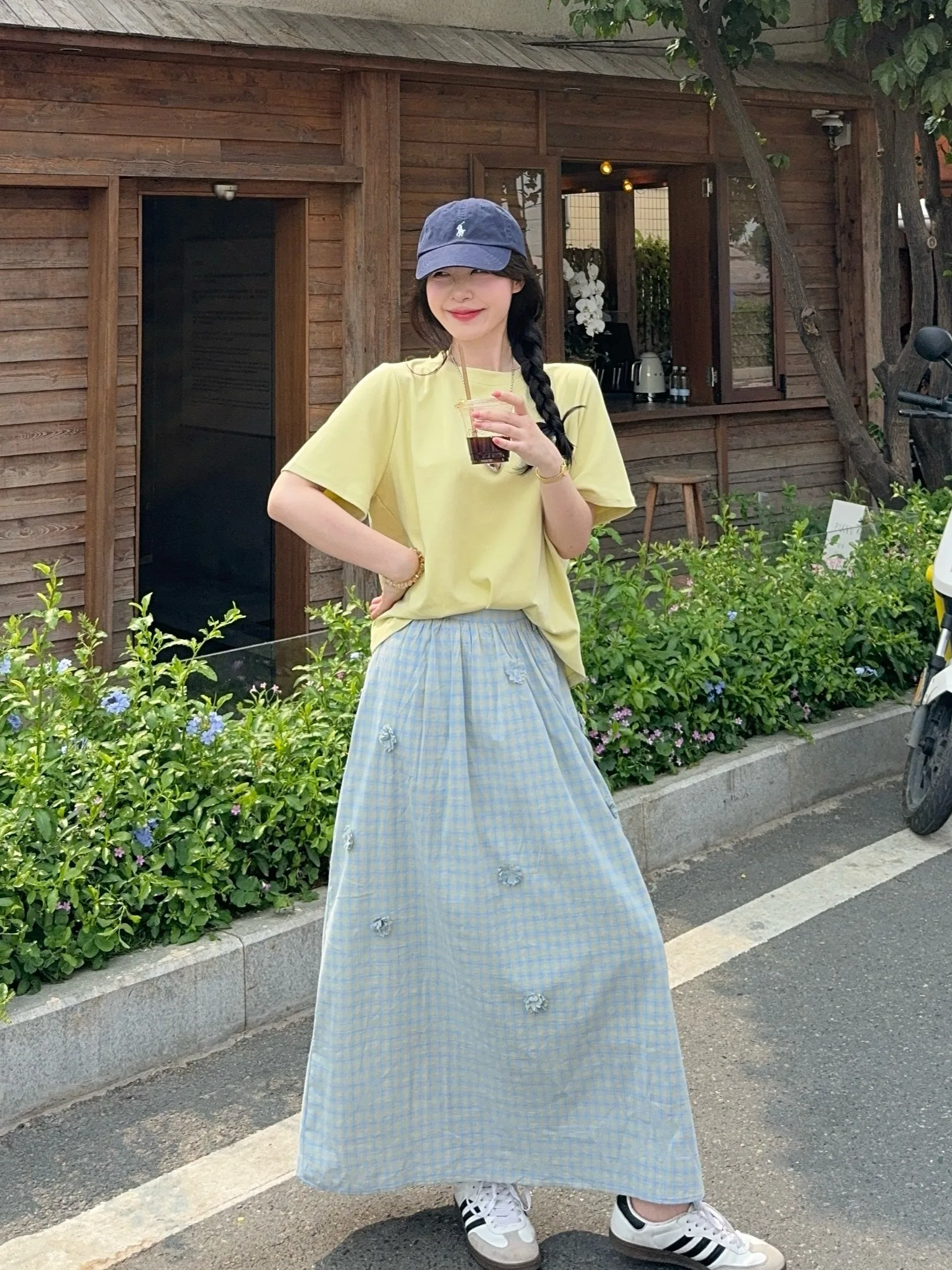 

plus Size Casual Outfit Women Summer New Color Short Sleeve Top Floral Print Half Skirt Set High Waist A-Line Skirt
