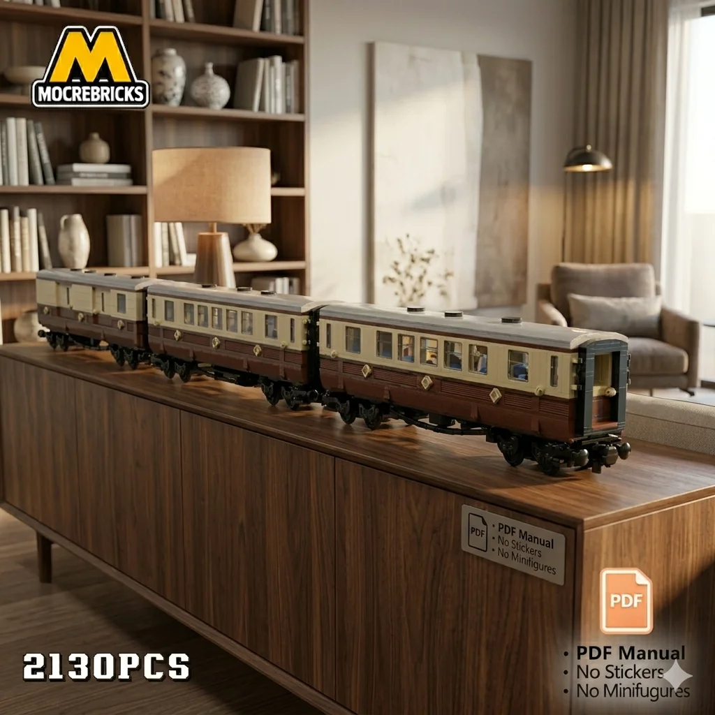 

Large Size Retro Railway Carriage Building Blocks MOC Classic Steam Train Coach Model Bricks Collection DIY Toys Gift for Adult