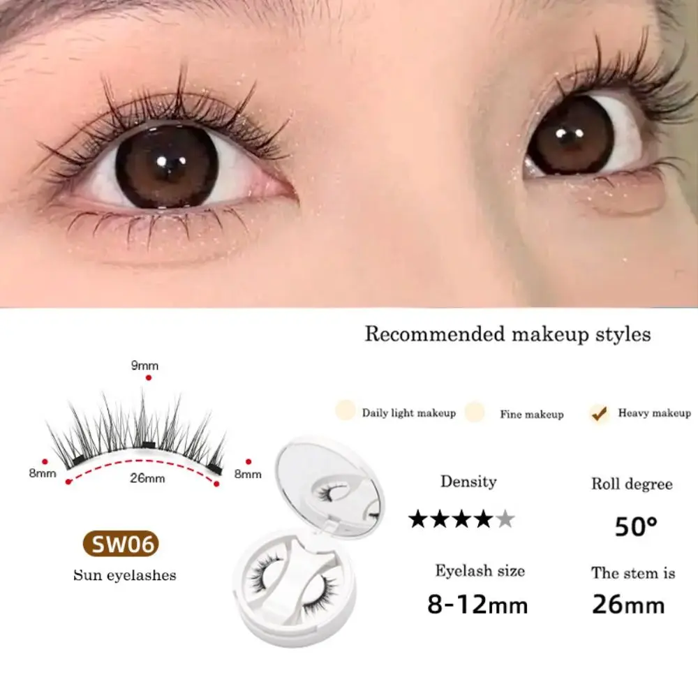 Cat Eye Magnetic False Eyelashes Makeup with Mirror Glue Free False Eyelashes Long Lasting Reusable Magnetic Eyelashes with Clip