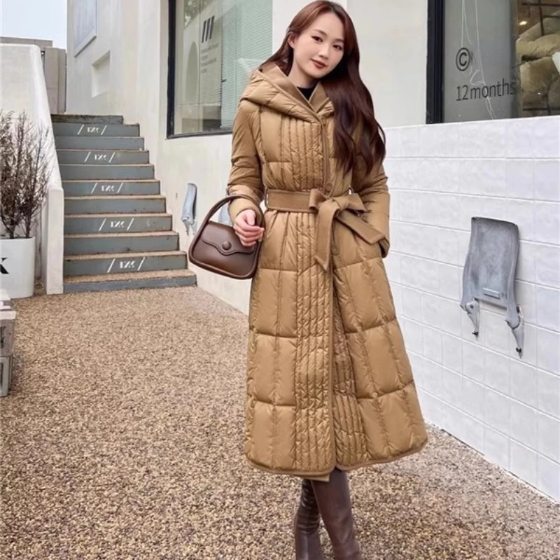 MENINA BONITA 2023 Winter Women Warm New Fashion Natural Goose Feather Down Jacket Luxury Loose Coat Hooded Detachable Outerwear