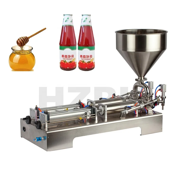 HZPK Semi Auto Customized Double Nozzles Water Bottle Shampoo Jam Sauce Honey Paste Filling Machine