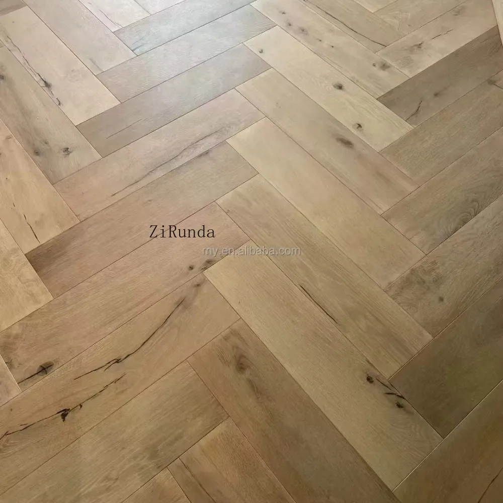 نسخة مخصصة من ديكور المنزل الحديث الفاخر والأرضيات الصلبة من خشب البلوط المتعرج