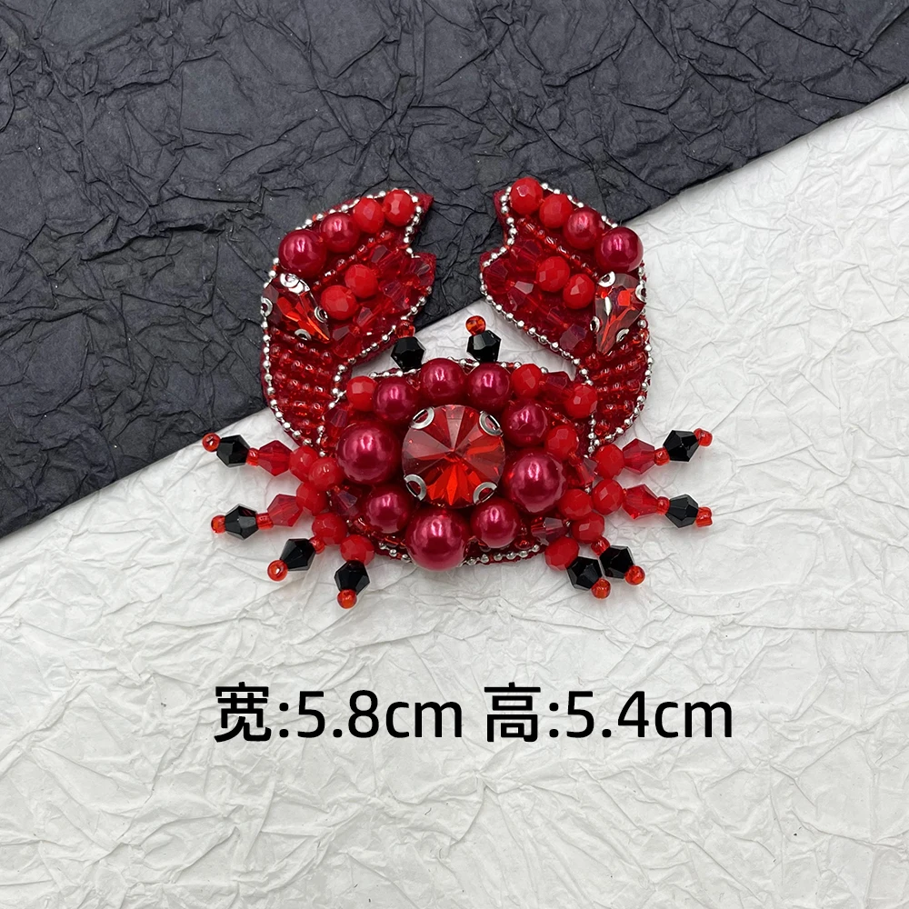 pretty Hand sewn Beading Rhinestones Exquisite lobster,Crab Applique Patch for sew on Outfit Bags DIY Clothing Accessories