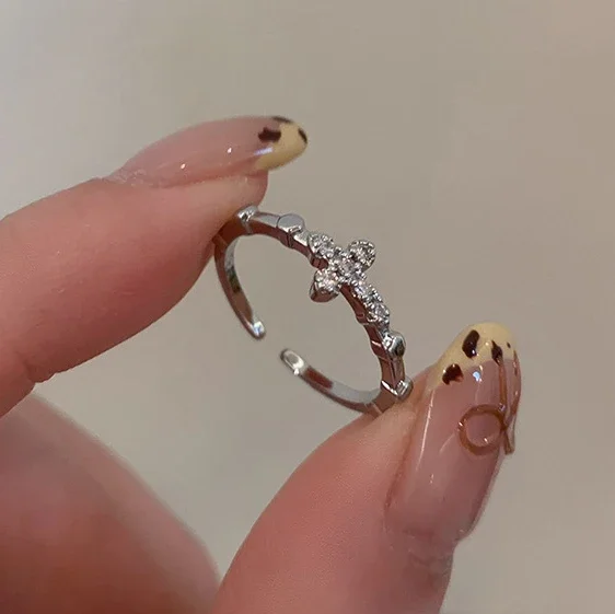 

Настоящее серебро 925, мини-кольца с крестом из циркона для женщин, классические ювелирные изделия, минималистичные индивидуальные аксессуары