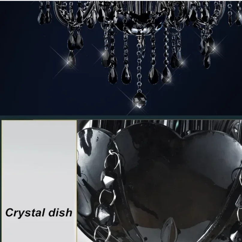 

Quarto Black Para LED E14 Современная хрустальная люстра Светильники Блеск Держатель лампы для гостиной Спальни Кухня Проход