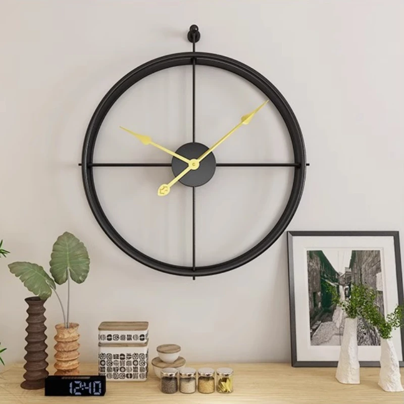 3D Rome Numerals Retro Large Wall Clock Double-walled Square Tube Iron Silent Wall Clock Living Room Office Art Wall Decor Clock
