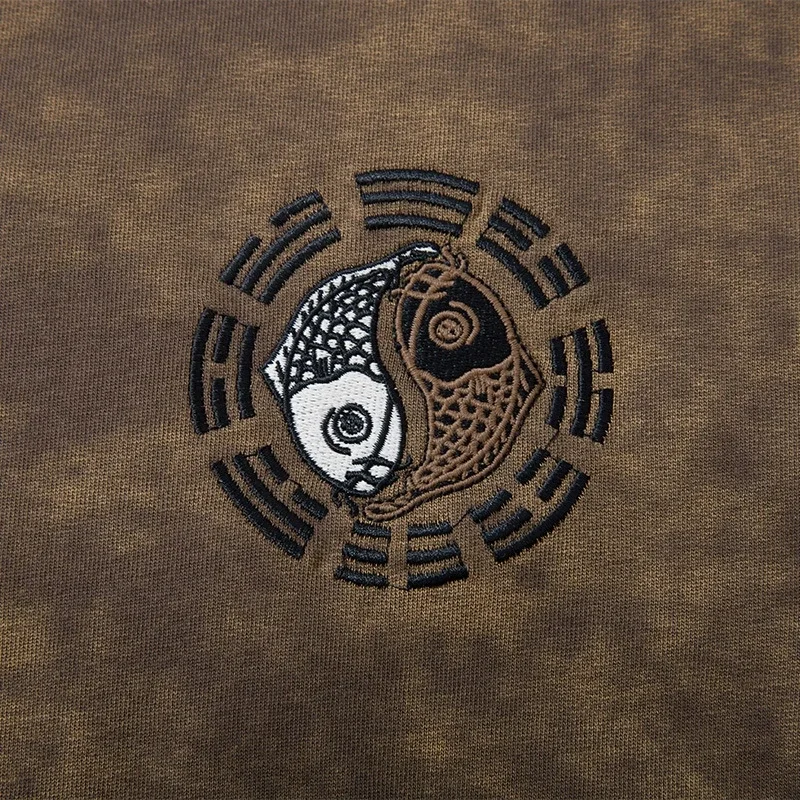 Lyprerazy Chinese Style Carp Embroidered Retro Short-Sleeved T-Shirt Summer Loose Cotton Top Tees