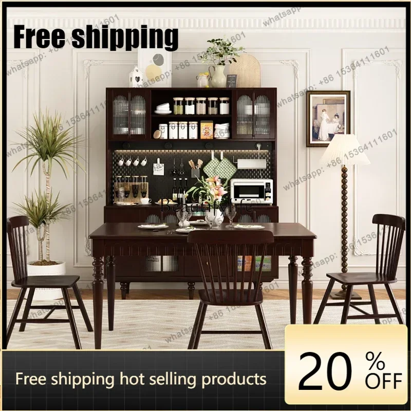 HJ French-style Solid Wood Dining Table for Home Use, American-style Small Apartment Dining Table