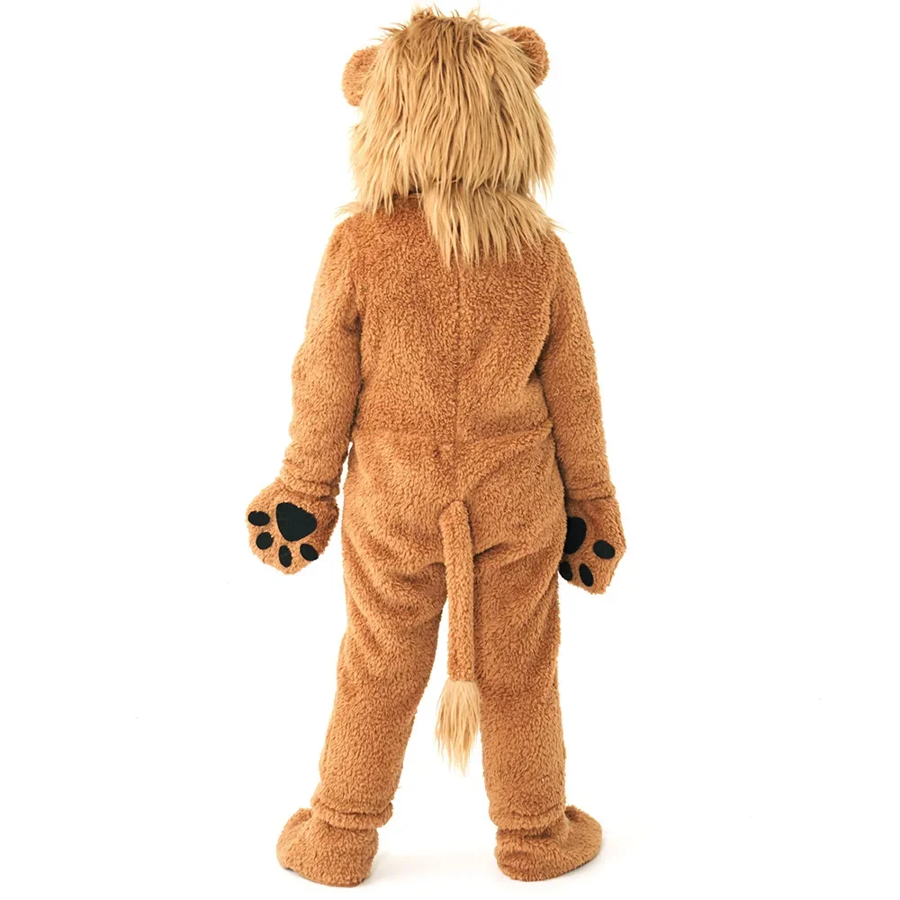 2-12Y Lion King Costume for Boys Deluxe Full Set Halloween Purim Animal Themed Party Fancy Dress Fleece