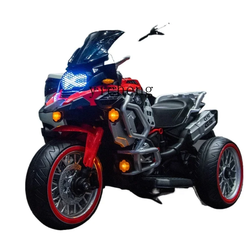 

Tqh Children's Electric Motorcycle with Baby Large Tricycle Male and Female Baby Double Rechargeable Toy Car
