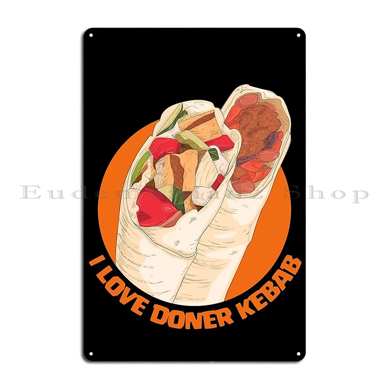 أنا أحب كباب خفيف دونر كباب Dönerspieß Dönerbag دونر كباب Extravaganza معدن كلاسيكي مطبوع جدار اللوحة تين تسجيل ملصق