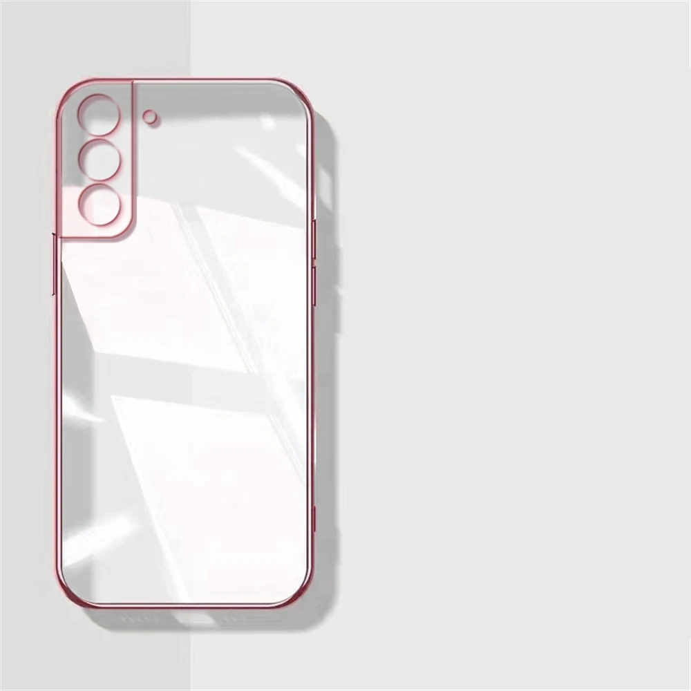 Luxury Plating Transparent Case For Samsung Galaxy S25 S24 S23 S22 S21 Note 20 Ultra Plus S21 S23 S24 FE Soft Silicon Back Cover