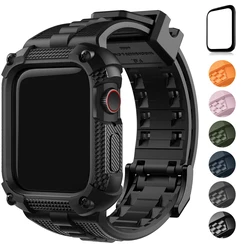 Fullmosa for Apple Watch Bands 40/41/44/45/49mm Rugged with Screen Protector Silicone Straps for Apple Watch Ultra 2 Series 9 8