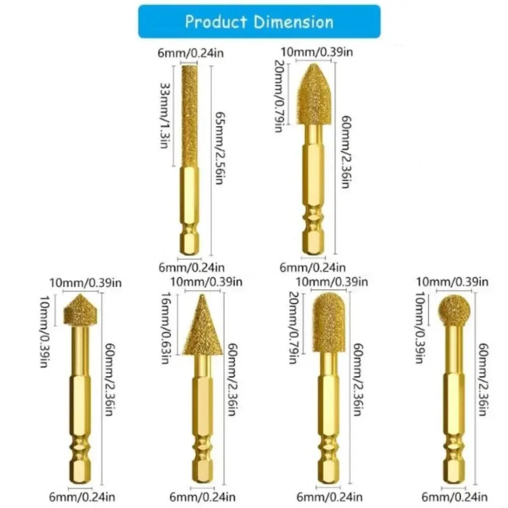 Hexagonal Shank Adamas Coated Rotary Burrs Sturdy Tool High Temperature Brazing Technology Adamas Rotary Tool Set