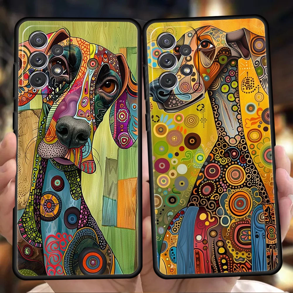 Phone Case for Samsung Galaxy A13 A15 A17 A22 A23 A25 A31 A32 A33 A35 A41 A51 A52 A55 5G Soft TPU Abstract Pattern Dachshund Dog