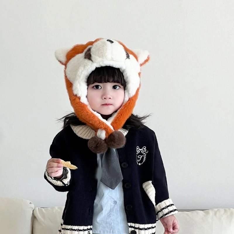 ป้องกันหูหมวกเด็กEarflapหมวกฤดูหนาวWindproofหมวกนุ่มสำหรับเด็กผู้หญิง 3-10 ปีหมวกอบอุ่นน่ารักlesser Pandaหมวก