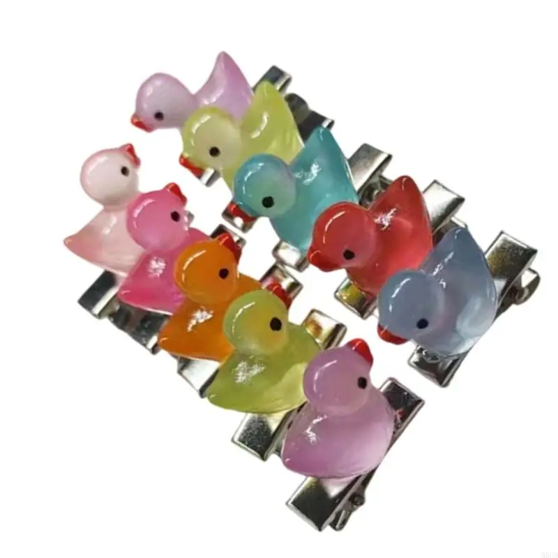 M6CD 10ピースかわいいアヒルヘアアクセサリーセット黄色のアヒルのヘアクリップキッズパーティースクールコスチューム小道具髪の飾り