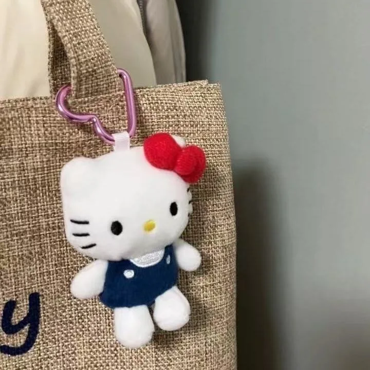 Kawaii Hello Kitty Keychain Cute Cartoon Bag Pendant Plush Doll Charms Car Key Ring Backpack Accessories Women Girl Gifts view 4
