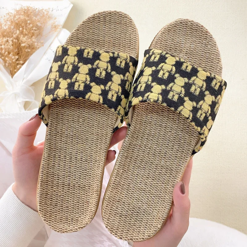 2023 New Home Couple Indoor  Cotton Linen  Non slip Men's and Women's ratten slippers Wholesale in Summer